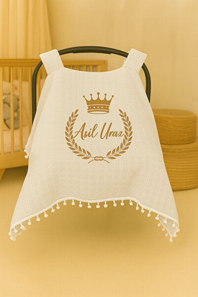 Moda Lime Kişiye Özel Taç ve Çelenk Temalı Puset Örtüsü - İsimli Bebek Araba ...