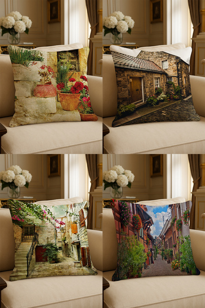 LadiesHome Husă decorativă pentru pernă de 43x43 cm, imprimată digital cu des...