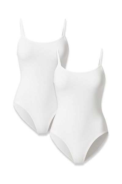 Lantliv 2 Pcs 95% Cotton 5% Elastic Thread Strap Snap Fastener Women's Bodysuit, Women's Bodysuit