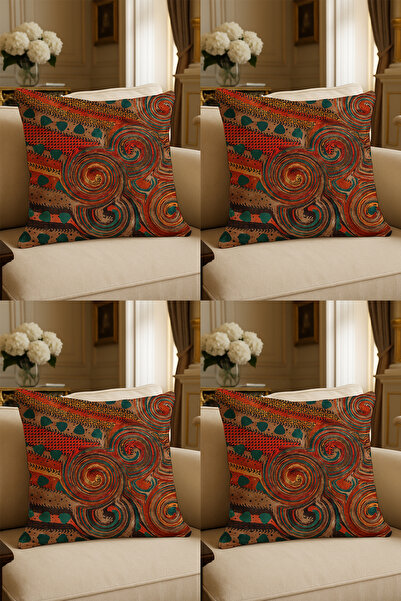 LadiesHome طقم من 4 أغطية وسائد ديكورية بطباعة رقمية بتصميم خاص، مقاس 43×43 س...