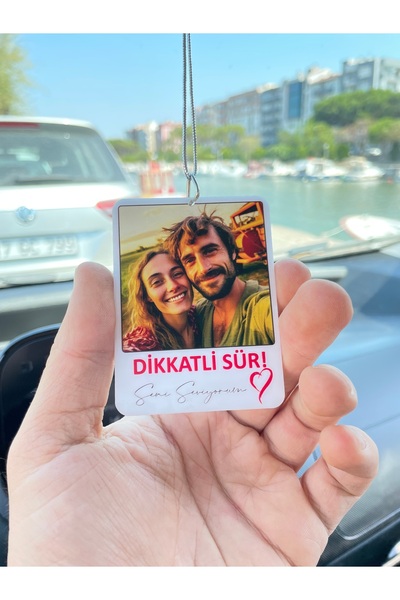 eevren Beyaz Pleksi Kişiye Özel Fotoğraflı Dikkatli Sür Yazılı Araba Hediyesi...