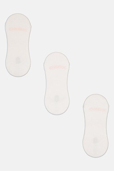 XOXO Women 3 Pairs Brand Logo Foot Socks, White