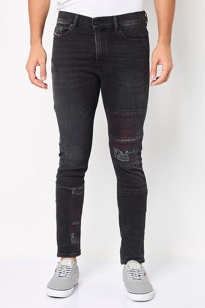 Diesel Men D-Amny Skinny Fit Graphic Print Stretchable Jeans, Black