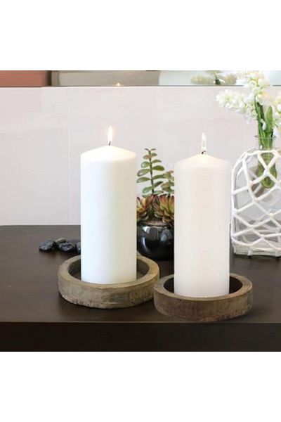 Goishtrie White Unscented Column Candles with Long Burn Time - Set of 2 (Diameter 4.5cm x Height 14cm)