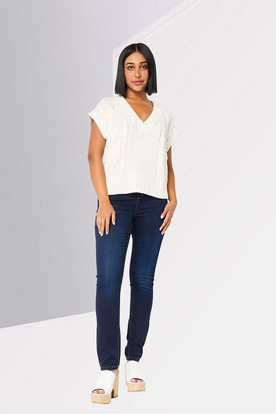 Calvin Klein Jeans Women Sleeveless Crocheted Sweater Vest, Off-White