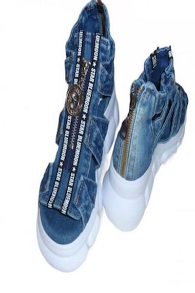 blue moon - Sandale din denim la modă, albastre, mărimea 37