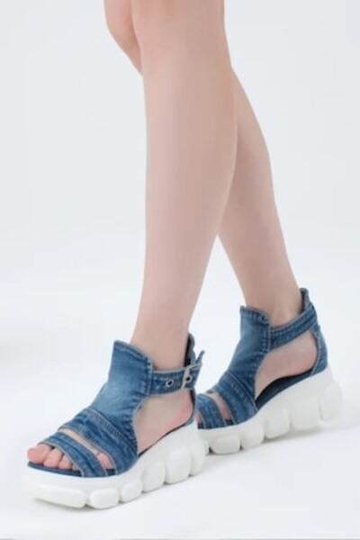 blue moon - Sandale din denim Melissa, Albastru, 36