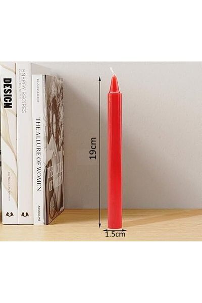 Goishtrie Red Plain Unscented Long and Straight Candles for Dinner Table - Pack of 10