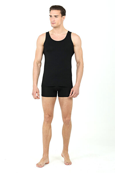 D'S Damat Ds Damat 2-Piece Boxer Undershirt Set Micro Modal Fabric Premium Series Luxury Boxed Black