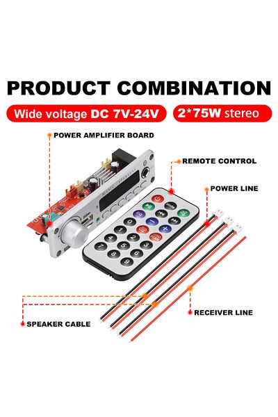 Choice Small remote control 150W DIY Amplifier Bluetooth Decoder Board 12V 6.5mm Microphone FM Radio TF USB