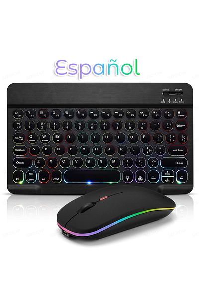 Choice Spanish Black Bluetooth Wireless Magic for iPad 9 Generation Air Pro Mini Keyboard Mouse 11/10/9inch