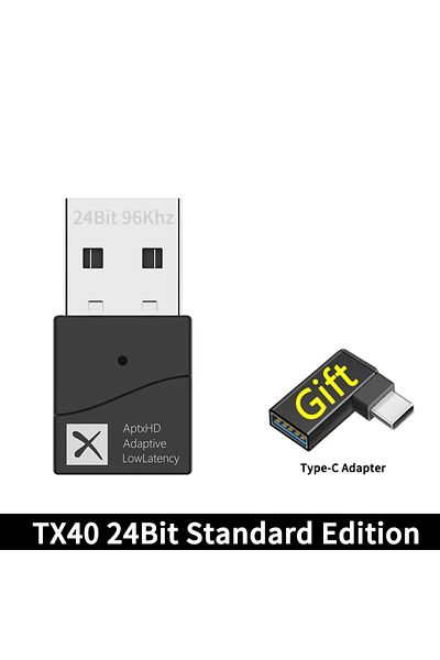 Choice TX40 Standard TX40 USB Bluetooth 5.2 Transmitter AptX 24Bit Low Latency Adaptive Wireless Audio Adap