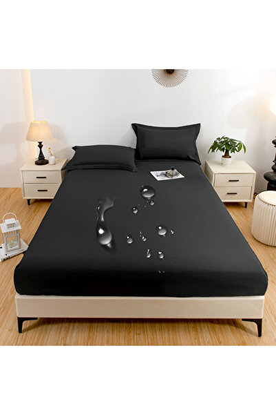 Choice غطاء مرتبة أسود مقاوم للماء من قطعة واحدة مقاس 198 × 203 سم، غطاء سرير...
