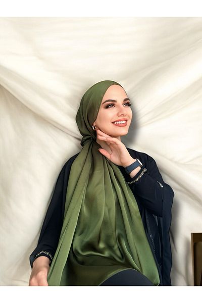 cs camellia scarf Idol Satin Janjan Shawl - Khaki