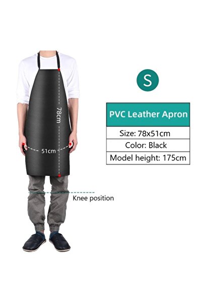 Choice5 Black S PVC Leather Apron Waterproof Oilproof Heavy Duty Apron For Ki...