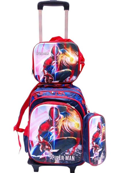 Toybox Marvel Spiderman 3-Piece School Bag Set Backpack with Trolley, Lunch Box and Pencil Case 42x21x32cm