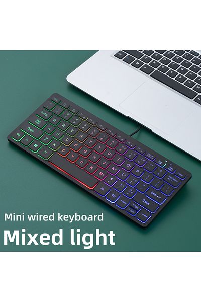 Choice Mixed light M70 Slim Keyboard Wired, APAYADO Mini Dazzling Color Keyboard, Character Translucent Key