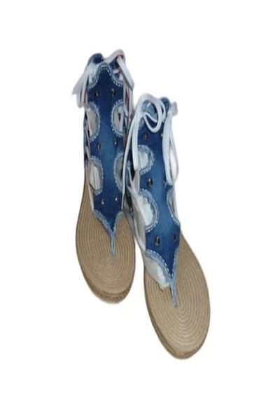 blue moon - Sandale de vară din denim, albastre, mărimea 40