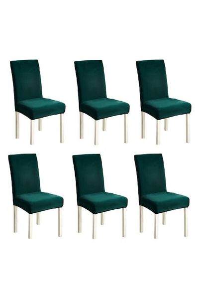 OEM Set 6 huse universale elastice pentru scaune din catifea, model universal, MS STAR, verde