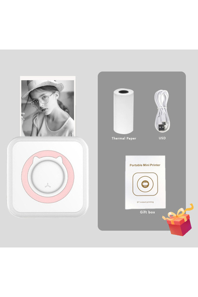 Choice1 طابعة حرارية محمولة صغيرة وردية اللون، طابعة ملصقات حرارية جيبية للصور مقاس 58 مم، طباعة لاسلكية B