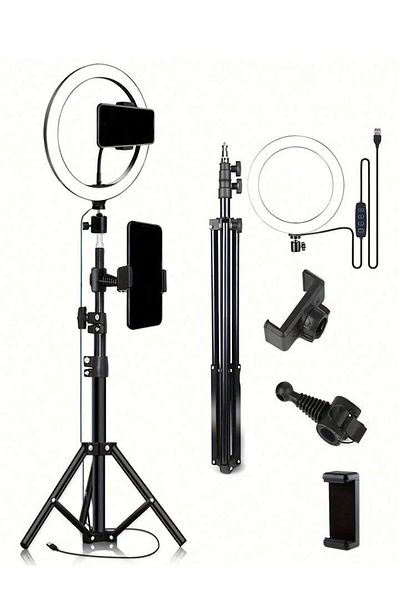 Choice black 110cm Tripod Stand +O-Clamp With 10-Inch Live Stream Ring Light, Selfie Remote,