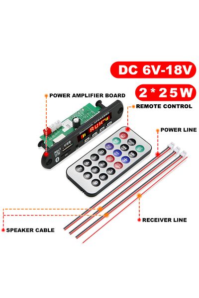 Choice 50w 80W 50W Amplifier MP3 Player Decoder Board 12V 18V Wireless Bluetooth 5.0 Car Audio USB TF FM Ra