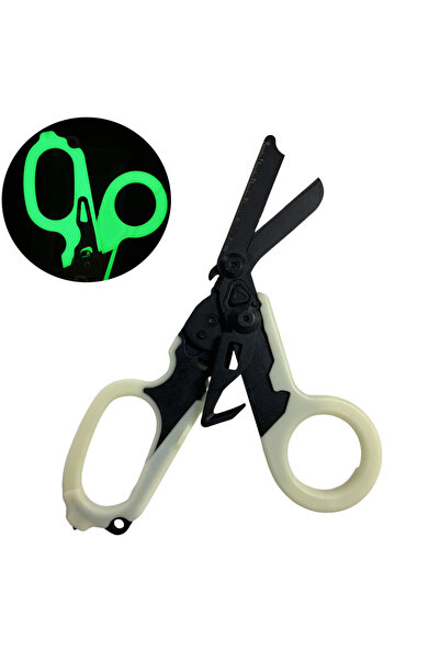 Choice13 مقص طبي قابل للطي 6 في 1 أسود فلورسنت، مناسب لحالات الطوارئ، يتضمن م...