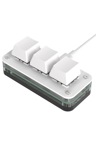 Choice Red Switch White-B RGB 3 Keys Macro Programming Mini Keyboard for Photoshop Gaming Hotswap Programmi