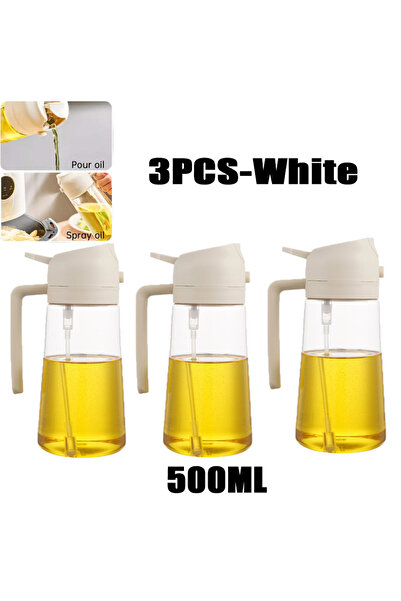 Choice 3 قطع - زجاجة رذاذ زيت بيضاء 200/300/500 مل، بخاخ زيت زيتون للشواء والطهي، بخاخ زيت خبز بلاستيكي