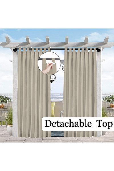 Choice Tab Top W254 x H213 Taupe 1PC Sun-Blocking & Waterproof Curtain - Easy-Hang Tab Top for PatioPergola