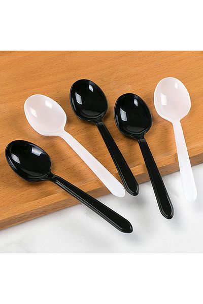 Choice 100pcs WHITE 100PCS Disposable Plastic Spoon Round Head Ice Cream Spoon Party Tableware Plastic Ice