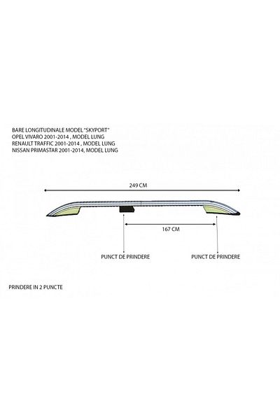 DELUXETUNING Bare longitudinale Premium compatibil cu Renault Traffic II 2001-2014, caroserie lunga