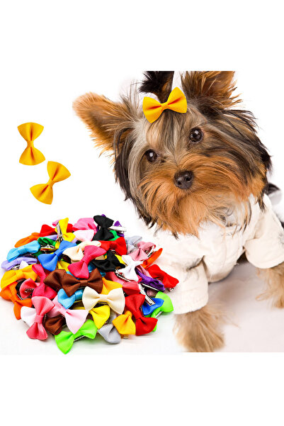 Choice Mix colors 20PCS Colorful Dog Bow Hairpin Fashion Pure Bow Hair Clips ...