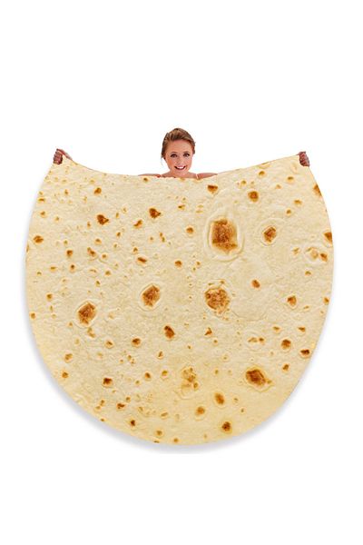Choice 24h 180x180cm Funny Food Round Burritos Tortilla Throw Blanket For Adult Boys And Girls 1PC