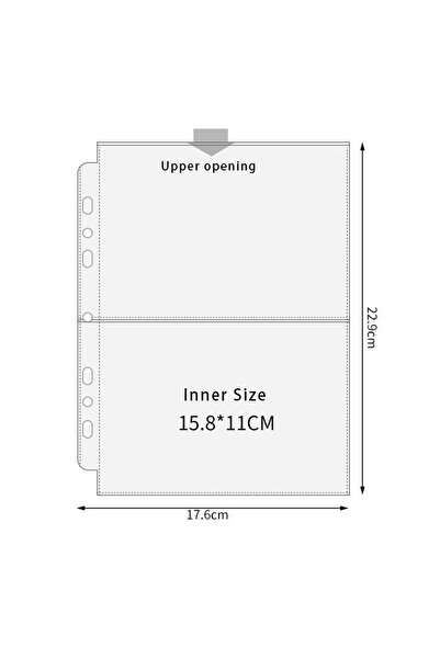 Choice 7 فتحات - 2 جيب - 10 قطع - مجلد حلقي شفاف مقاس A5 3/7 - ألبوم صور - أك...
