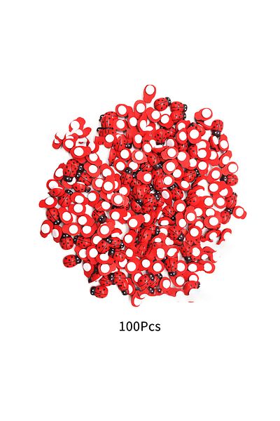 Choice Red 100 Pcs Self-adhesive Flat Back Mini Wooden Ladybugs Embellishments for Crafts Scrapbooking Card