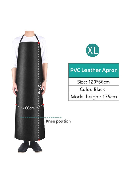 Choice6 Black XL PVC Leather Apron Waterproof Oilproof Heavy Duty Apron For K...