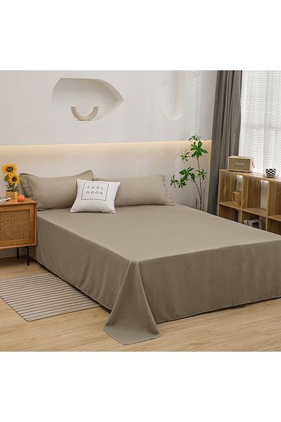 Choice 120 سم × 230 سم كاكي ملاءة واحدة بسيطة بلون واحد قابلة للغسل في الغسالة ملاءة سرير مفرد مزدوج سكن طلابي