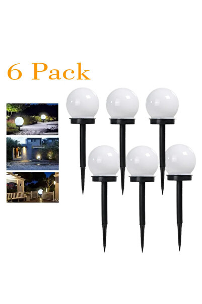 Choice 6 قطع من مصابيح LED الشمسية للحديقة ذات الكرة المستديرة المقاومة للماء في الهواء الطلق والمناظر الطبيعية والفيلا وإضاءة الحديقة الأرضية
