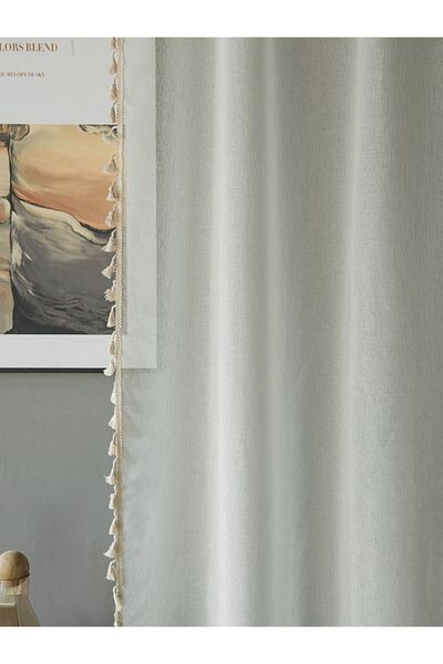 Choice Fixed Pleat 140x260cm beige Beige Sheer Curtains White Korean Simple Mesh Veil for Living room, Bedr