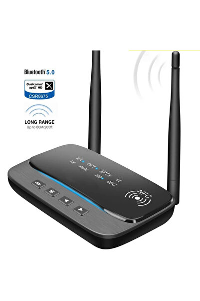 Choice1 Black BTB21 NFC 80m Bluetooth 5.0 Audio Transmitter Receiver Bypass AptX LL HD Wireless Adapter SPDI