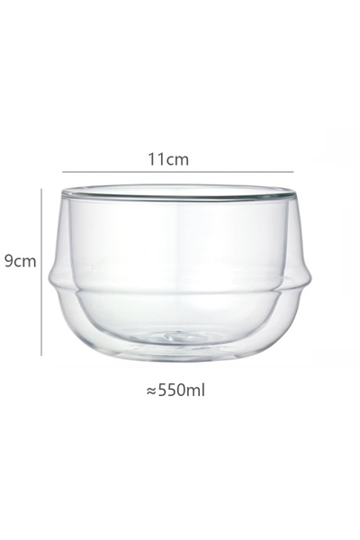 Choice 550ml Double Wall Soup Bowl Heat Resistant Glass Dessert Bowl Breakfast Yogurt Oatmeal Salad Bowl Ta