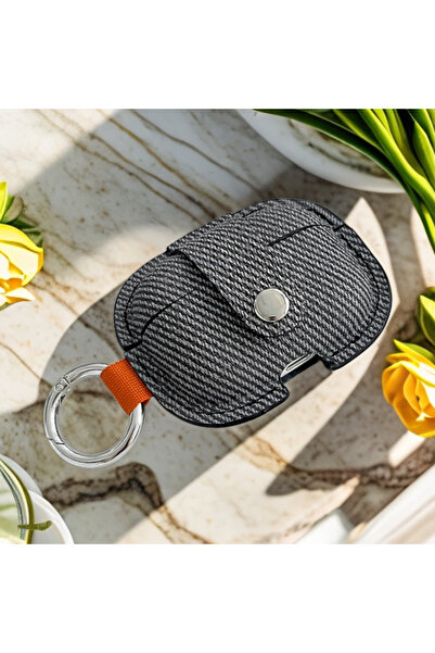 choice2 حافظة سماعات أذن AirPods 4 باللون الأسود والرمادي من الجلد الصناعي ال...