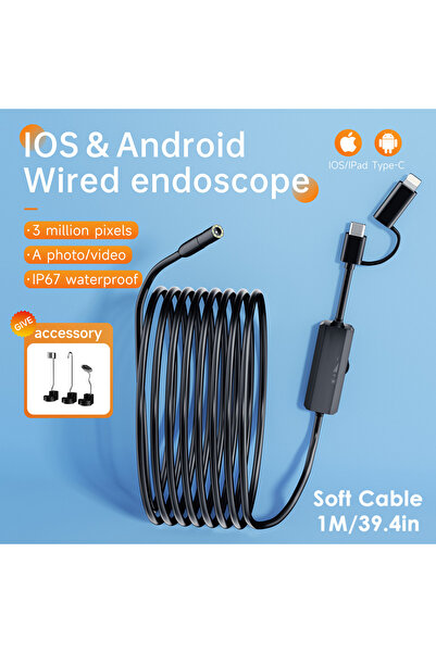 Choice كاميرا فحص داخلية مرنة بطول 1 متر لأجهزة أندرويد، كاميرا فحص صغيرة 2 ف...