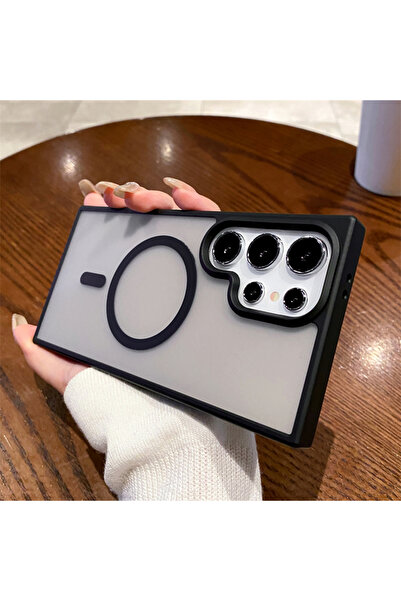 Choice حافظة شحن لاسلكي مغناطيسية ماج سيف لهاتف سامسونج جالاكسي S25 ألترا، لون أسود، لهاتف سامسونج جالاكسي S25 S24 S23 S22