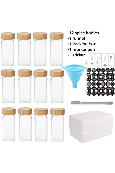 choice2 12pcs jars set Glass Se Jars with Bamboo Lid Se Seasoning Containers ...