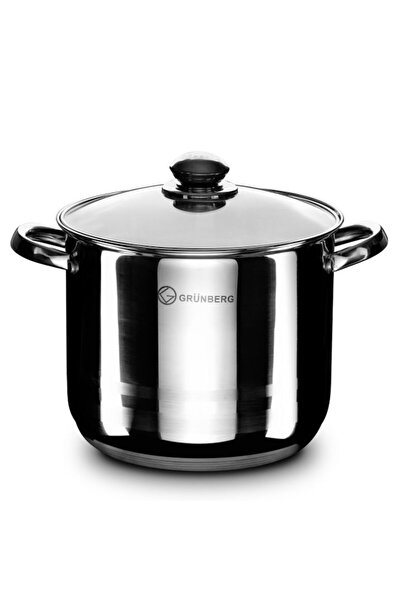 OEM Stainless Steel Pot 9 Liters Grunberg, 24 cm, Heat Resistant Glass Lid