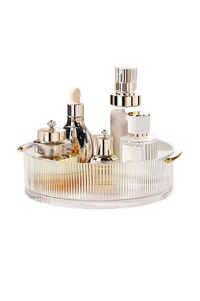 Choice Clear 360 Rotating Makeup Organizer Tray Round Cosmetic Storage Holder for Jewelry, Perfume Rotating