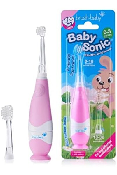Brush-Baby فرشاة أسنان كهربائية للأطفال من بيبي سونيك للأعمار من 0 إلى 3 سنوات، مع ضوء LED ممتع، وشعيرات ناعمة للأطفال