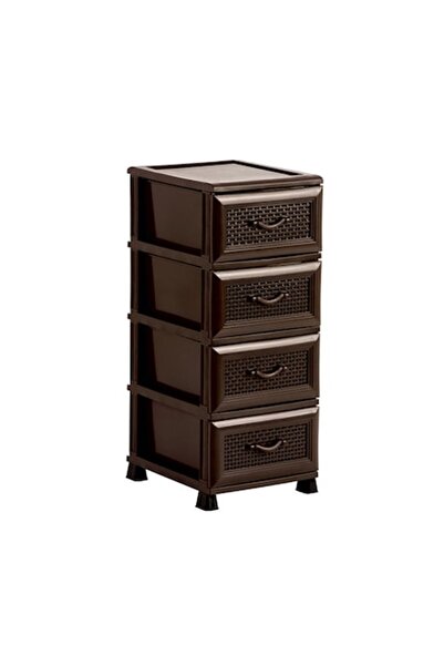 Murat Dulap de depozitare, 4 sertare, design din ratan, maro închis